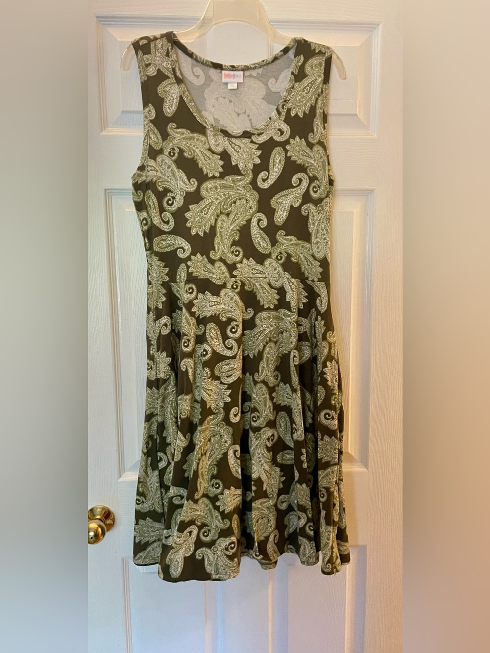 Paisley Print Olive Green A-Line Skirt